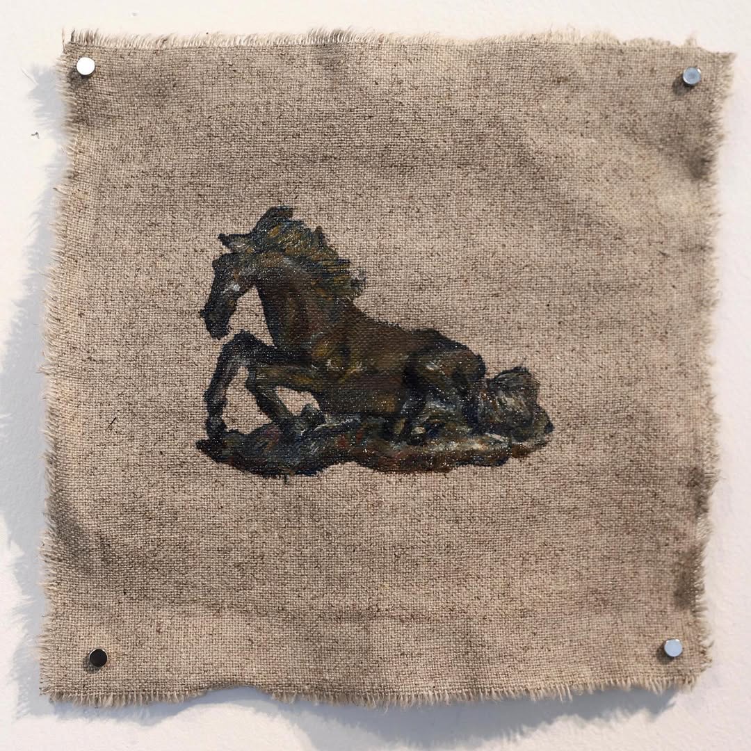 Horse-shaped copper sculpture